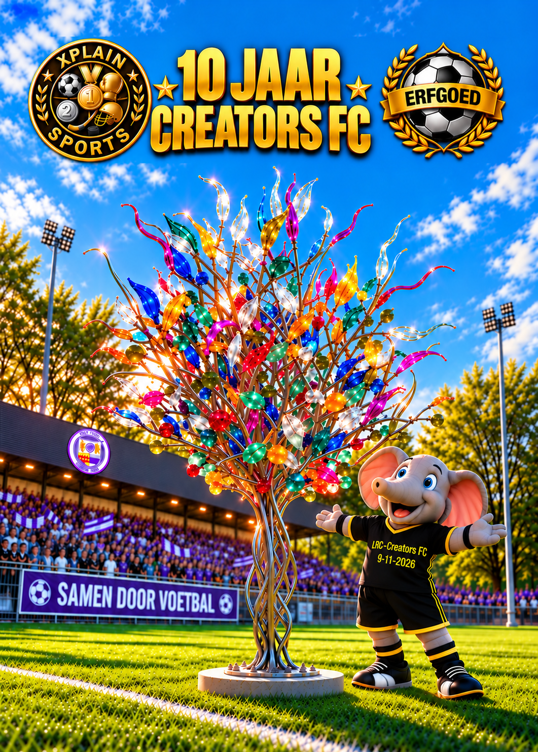10 Jaar Creators FC geïllustreerde verzamelkaart met goudfolie